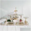 Andra Bakeware 315st Crystal Cake Stand Set Metal Mirror Cupcake Decorations Dessert Pedestal Wedding Party Display Tray Drop Deliv Dhj1o