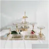 Andere Backware 315pcs Kristallkuchen Stand Set Metall Mirror Cupcake Dekorationen Dessert Sockel Hochzeitsfeier Display Drop Deliv Dhj1o