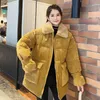 Kvinnors trenchrockar Herstory Women's Corduroy Padded Jacket 2023 Winter Loose Faux Päls krage tjockare varm kort casual koreansk