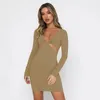 Sukienki na co dzień Kobieta wycięcie długich rękawów sukienka bodycon elegancka czarna impreza jesienna zima seksowna kamena ubrania