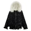 Parkas en duvet pour femmes femmes mode coréenne hiver épais paillettes solide fermeture éclair en vrac plein doux garder au chaud filles petit frais 230111