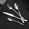 Dinnerware Sets 304 Stainless Steel Cutlery Knife Fork Spoon Western-style Steak Silver 4-piece Set