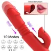Adult Massager Double Tongue Vibrating Dildo with Warming Telescopic Rotating Vibrator for Woman Anal Vaginal Clitoris Stimulator Sex Toys
