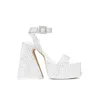 Dress Shoes Sandals Thick Soled Women's Sandals New Sexy Shiny Diamond Sandals Shaped High Heel Spring Summer Banquet White Wedding Shoes Large Size 0111