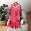 Vestido noturno de roupas de dormir feminino Mulheres sexy Sexy LOUCE V LACE LACE LAÇO LONGO DOMENCIAMENTO DOMENSE