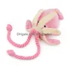 Jouets pour chiens à mâcher dessin animé calmar jouet poulpe mignon BB peluche chiot corde rose mâcher fournitures de grincement livraison directe maison jardin Dhgarden Dh9Dj