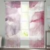 Vorhang, Aquarell, rosa Marmor, transparente Vorhänge für Wohnzimmer, modernes Schlafzimmer, Tüll, Fenstervorhänge, Dekor