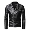 Racing Jackets High Quality Men Slim Blue Motorcycle Cycling Leather Punk Style Autumn Mens Oblique Zipper & Suede Coat