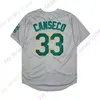 Maillots de Baseball PERSONNALISÉS Jose Canseco Jersey 33 1989 Domicile Extérieur Blanc Gris Vert Jaune Bouton Pull Tout Cousu