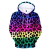 Herrtröjor Leopardtryck Män/kvinnor 3D Sweatshirt Animal Hoodie Harajuku Streetwear Sweatshirts Men's Tops