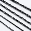 Kedjor rostfritt stål halsband kedja vattentät runda svarta halsband män och kvinnor gåva smycken 2mm-5mm bredd