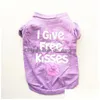 Hundebekleidung „Ich gebe Küsse“-Muster Lustige Kleidung Haustier Sommer für Hunde Welpen-T-Shirt-Zubehör Drop-Lieferung Hausgarten Dhgarden Dhi6W
