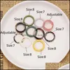 Band Rings 10Pcs/Set Colourf Resin Acrylic Set For Women Geometric Round Girl Temperament Versatile Jewelry Gifts Drop Delivery Dh5Wg