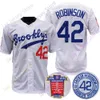 Maillots de Baseball PERSONNALISÉS Jackie Robinson Jersey Vintage 1955 Crème Blanc Gris Bleu Noir Fashion Hall Of Fame 50e 1er WS Patch Taille S-3XL