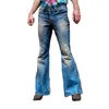 Męskie spodnie męskie dżinsy z butem lekko rozszerzone szczupły fit Blue Classic Designer Casual Wear Dżins