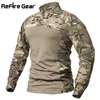 T-shirt da uomo ReFire Gear Combattimento tattico Uomo Cotone Uniforme militare Camouflage T Multicam US Army Abbigliamento Camo Manica lunga 230111