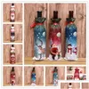 Gift Wrap 11Styles Christmas Decorations For Home Burlap Embroidery Angel Snowman Wine Bottle Er Set Gifts Bag Santa Sack Drop Deliv Dh3Tf