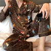 Men's Sleepwear Pajamas Suit Lovers' Print Nightwear Casual 2PCS Pijamas Set Satin Intimate Lingerie Nightgown Men Pyjamas Home Wear 230111