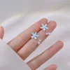 Studörhängen 925 Sterling Silver Elegant Blue Daisy Simple Tassel Zircon Cute Flower for Women Fashion Jewelry Gifts