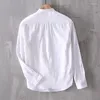 Chemises décontractées pour hommes Printemps Automne Mode Hommes Col montant Solide Couleur Chemise à manches longues Mâle Japon Style Bouton Up Simple Harajuku Slim