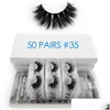 False Eyelashes 50 Pairs Wholesale Mink Bk Fluffy 3D Lashes 100 Cruelty Natural Long Eyelash Extension Makeup Cilios Drop Delivery H Dh914