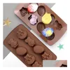 قوالب الخبز 8 شبكة عيد الفصح Sile Mod Modant Moulds 3d Diy Bunny Egg Shapes Chocolate Jelly و Candy Cake Mould Drop