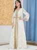 Vêtements ethniques Marocain Kaftan Robe Soirée Soirée Mariage Takchita Abaya Dubaï Caftan Islamique 2 PC Ensembles Musulmans Ramadan Eid Robe Femme