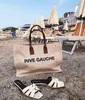 Vintage Prace Duże kupujący plażowa torba na plażę luksusowe damskie torebki podróżne lniane pochette crossbody ramię męskie 7a Projektowanie torebek fajne sprzęgło weekendowe torby pod pachami