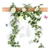 Decorative Flowers Wreaths 2.2M Artificial Flower Vine Fake Silk Rose Ivy For Wedding Decoration Vines Hanging Garland Home Decor Dhnfz