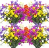 Fleurs décoratives 5 pièces artificielles fausses plantes à l'extérieur résistant aux UV Faux violet fleur verdure pour jardinières suspendues porche décor de mariage