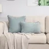 Pillow Throw Case 10 Colors Cover Skin-affinity Modern Striped Tassel Ball Home Decoration