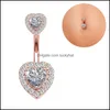 Navel Bell -knappen ringer allergi rostfritt stål magen diamant hjärta kropp smycken för kvinnor flickor 51 e3 droppleverans dh7ce