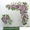 Ghirlande di fiori decorativi 5Pc / Set Disposizione di fila di fiori artificiali creativi Centrotavola Festa di ballo Arco di nozze Sfondo Decor C Dhapg