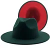 Chapeau De Laine Hommes Jazz Fedora Chapeaux Feutre Large Bord Chapeau Formel Couleur Unie Hiver Femmes Épais Chaud Cap Rouge Patchwork Gambler Trilby Chapeau Mode Imprimé Léopard