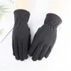 Зимние перчатки женщины мужчины пять пальцев теплые перчатки девушки с твердым цветом.