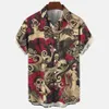 Men's Casual Shirts Mermaid Retro Art 3d Digital Print Pattern Hawaiian Man Street Short Sleeve Top Loose For Men 230111