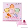 L￤ppstift 6 Color Star Mini Set f￶r flickor Portable Longlasting Easy to Wear Women Makeup Handaiyan Lipsticks Kit Drop Delivery Health DHZP9