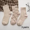 Frauen Socken 3 Paare/paket Harajuku Hahnentritt Hip Hop Baumwolle Diamant Casual Schüler Kurze Skateboard Soxs Gestreiften Plaid Socke