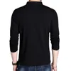 Mäns T-skjortor 2023 Spring och Autumn Men's Long Sleeve T-shirt Half Buckle Stand Collar Cotton Pullover Solid Color Casual Top