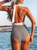 Traje de baño de mujer traje de baño 2023 Bikinis de verano conjunto para dama cuello en V triángulo Sexy Bikini sólido 230111