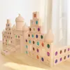 Blöcke 20 100pcs Big Holzschlossgebäude Spielzeug Montessori Stapel für Kinder Konstruktion Houten Speelgoed 230111