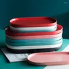 Bols Créatif Ovale Mat Céramique Assiette Style Scandinave Western Coloré Glaçure Vaisselle Simple Ménage