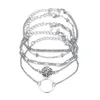 Pulseiras de charme pulseira de jóias de moda defina hollow out círculo moon cadeia 5pcs entrega de queda dh7g3