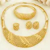Necklace Earrings Set & African Women Fashion Jewelry Bride Wedding Sets 18 Gold Dubai Design Hoop Ring Charm Bracelet1