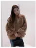 女性の毛皮のフェイク冬のデザイナー高品質のスタンドカラールーズレックスジャケットC964