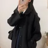 Damskie dzianiny tee damski płaszcz damski zima koreańska moda długa zagęszczona wełniana wełniana dla kobiet czarna harajuku 230111