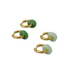 Boucles d'oreilles à tige LONDANY Design minoritaire Simple Laiton Jade Texture Boucle de sécurité National Tide Style chinois