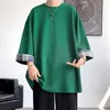 Magliette da uomo Privathinker T-shirt a maniche scozzesi a tre quarti da uomo Moda oversize Casual T-shirt da uomo Estate Harajuku Coppia Abbigliamento Top 230110