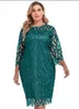 Fat Woman Dress Embroidered Double Layer Solid Color Round Neck Large Size