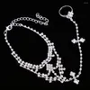 Cavigliere Cavigliera Moda Estate Strass Pendenti Spiaggia Piede Gioielli Donna Lega